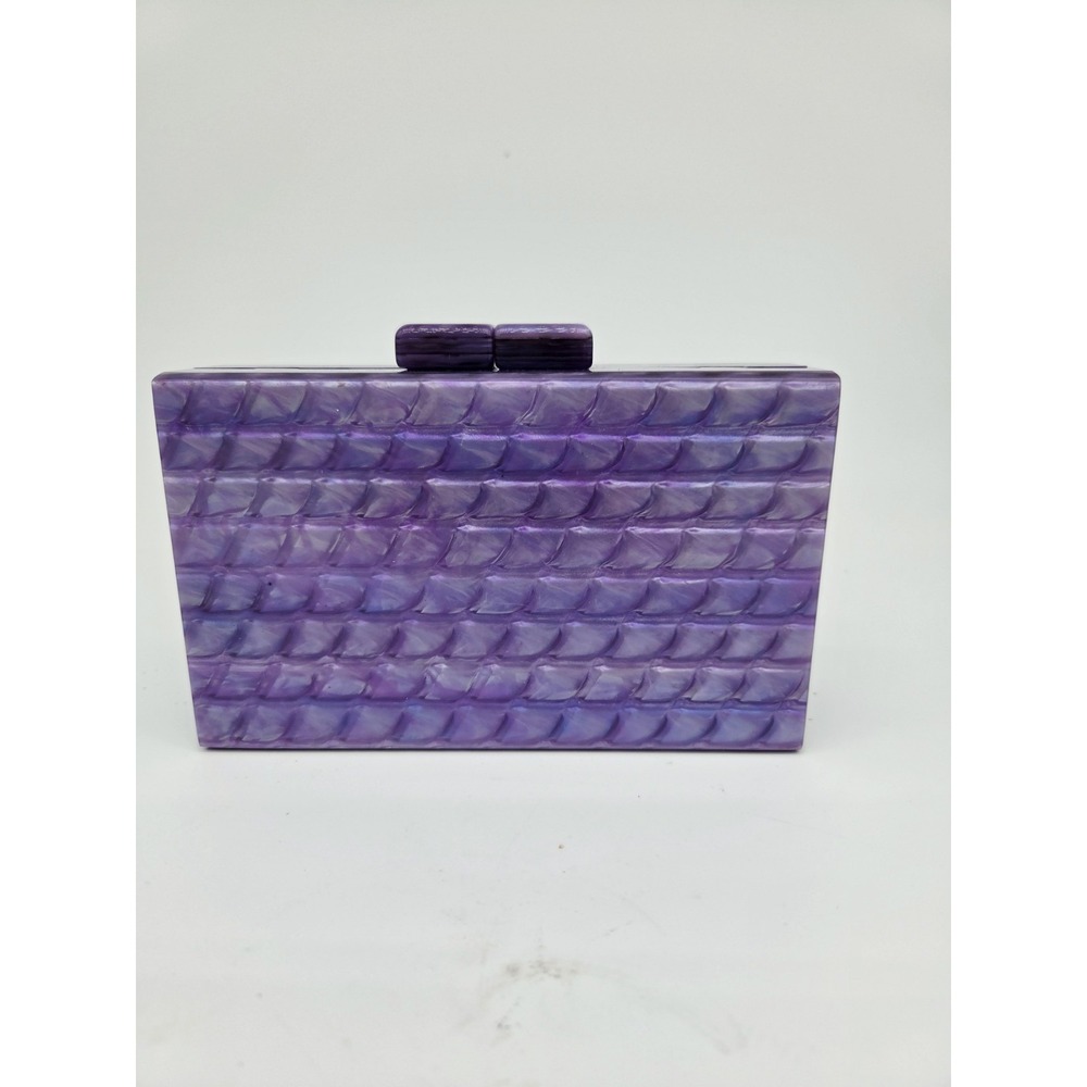 Women Purple Acrylic Marble‎ Clutch Bag Box Bag Chain Shoulder Crossbody Purse